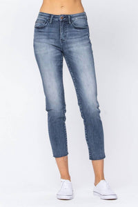 Judy Blue - High Rise Raw Hem Relaxed Jean