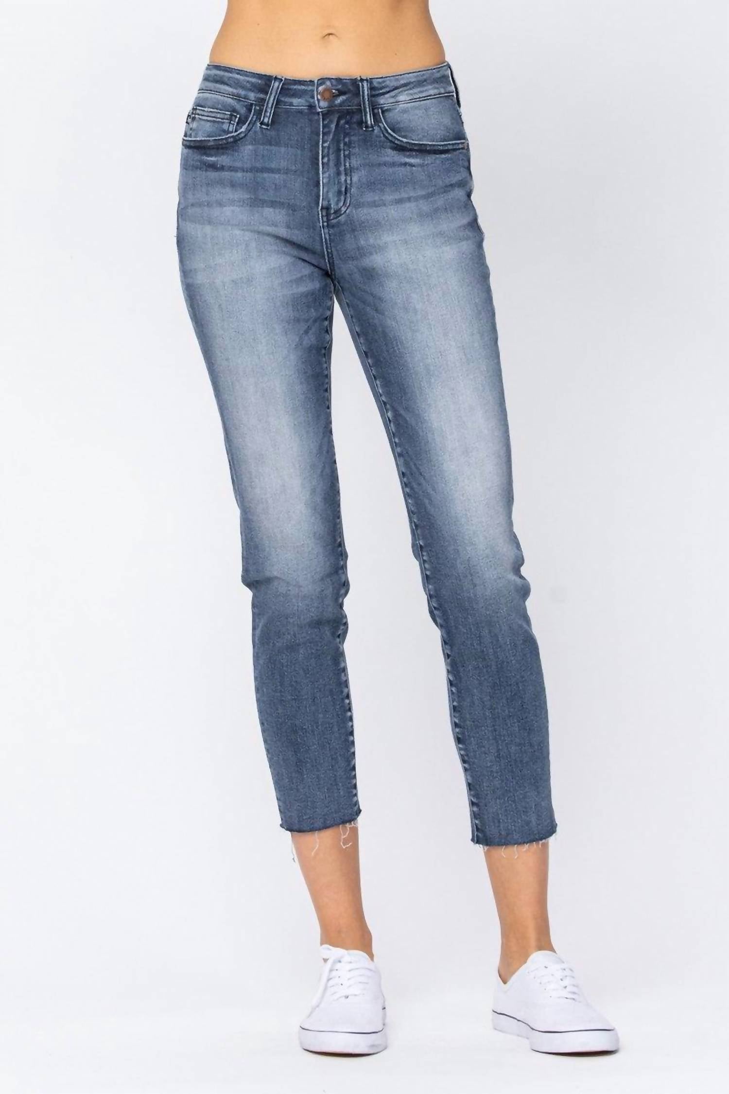 Judy Blue - High Rise Raw Hem Relaxed Jean
