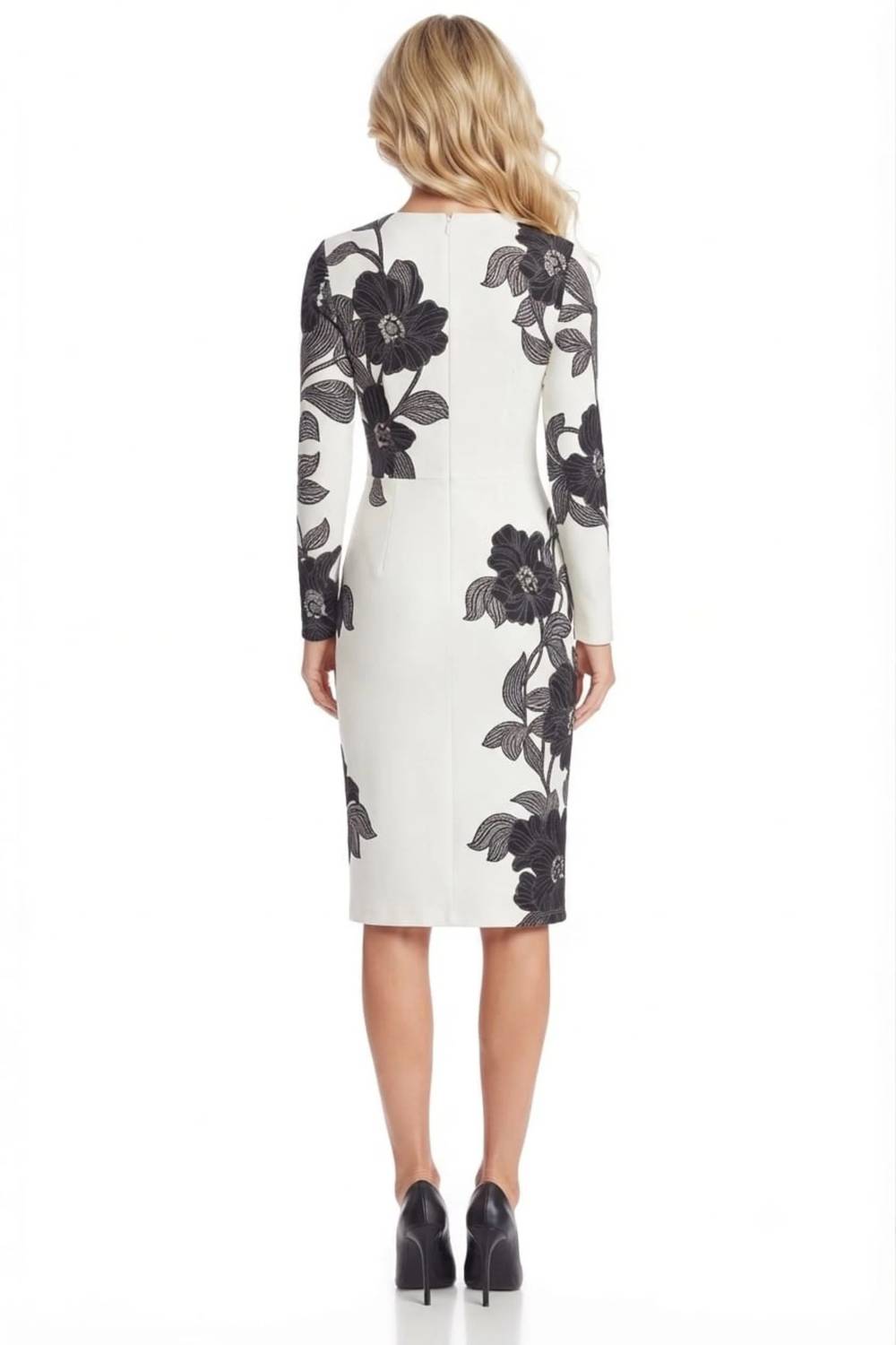 Maggy London - Floral Print Long Sleeve Sheath Dress