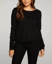 Chaser - LINEN FRENCH TERRY LONG SLEEVE CROSS BACK PULLOVER