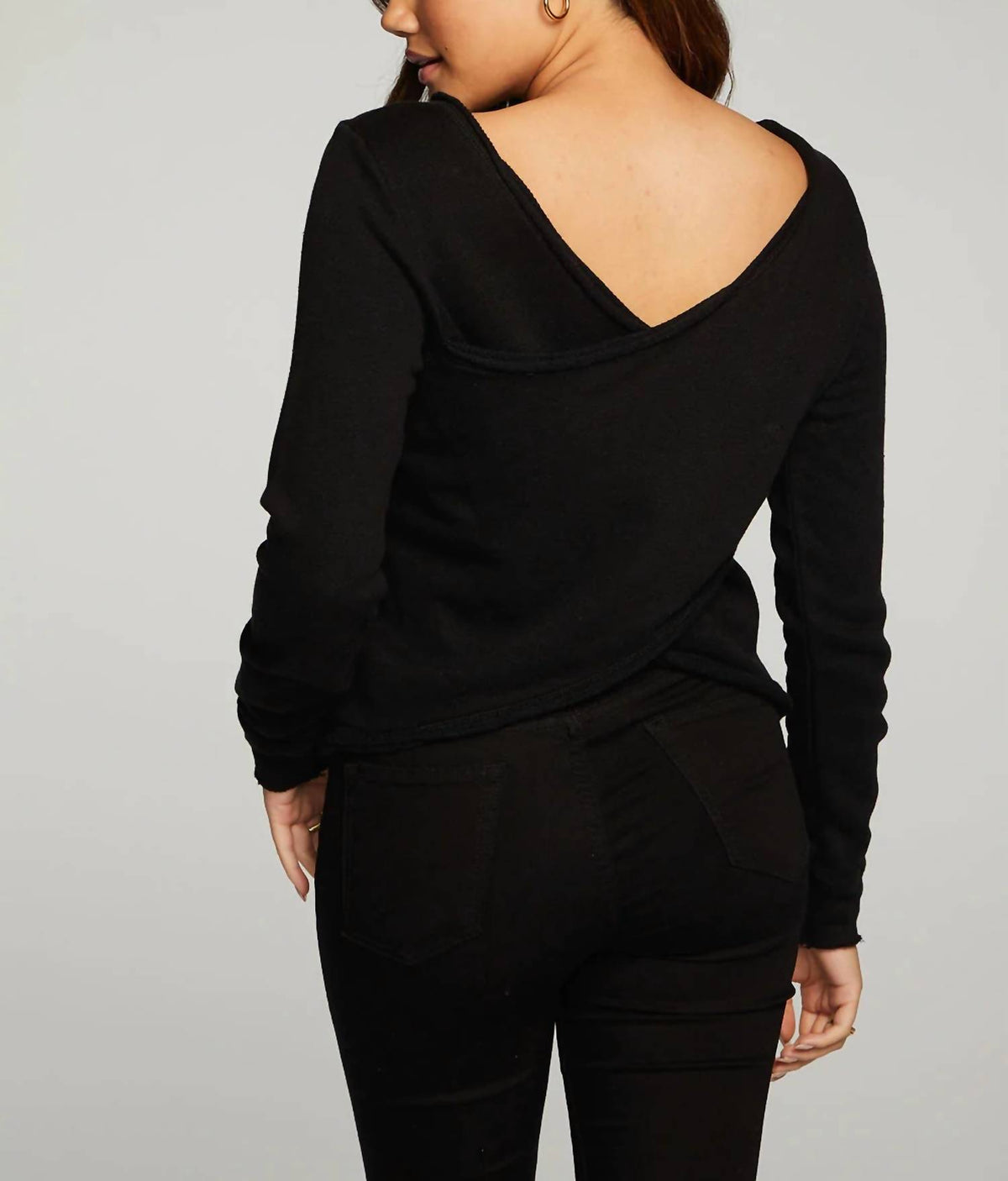Chaser - LINEN FRENCH TERRY LONG SLEEVE CROSS BACK PULLOVER