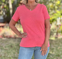 Charlie B - Linen Blend V-neck T-shirt