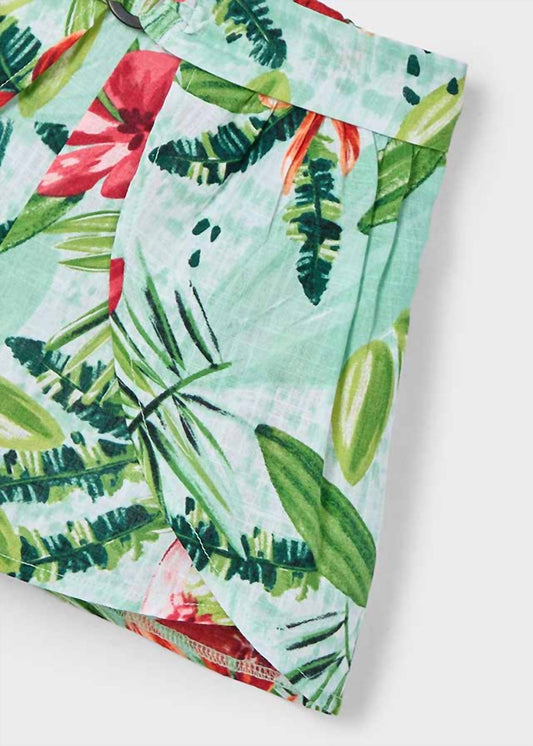 Mayoral - Girls Ruffled Top And Tropical Floral Skort Set