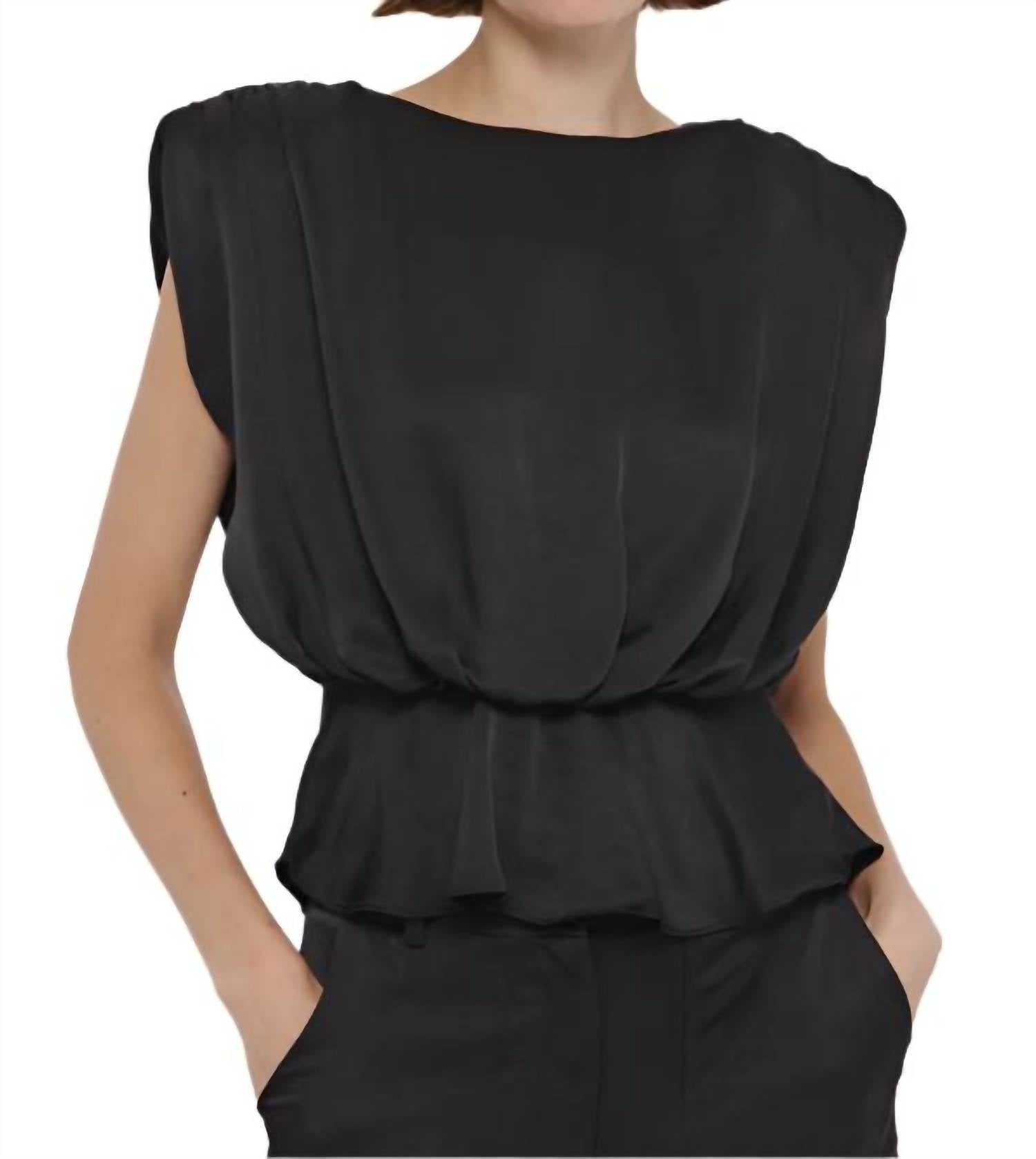 Toccin - Saylor Strong Shoulder Silky Satin Top