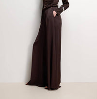 Jaki Helena Elastic Waist Satin Trousers Pants in brown - women's pants - view 4