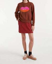 Compania Fantastica Lips Crew Sweatshirt in brown - women's top - view 4