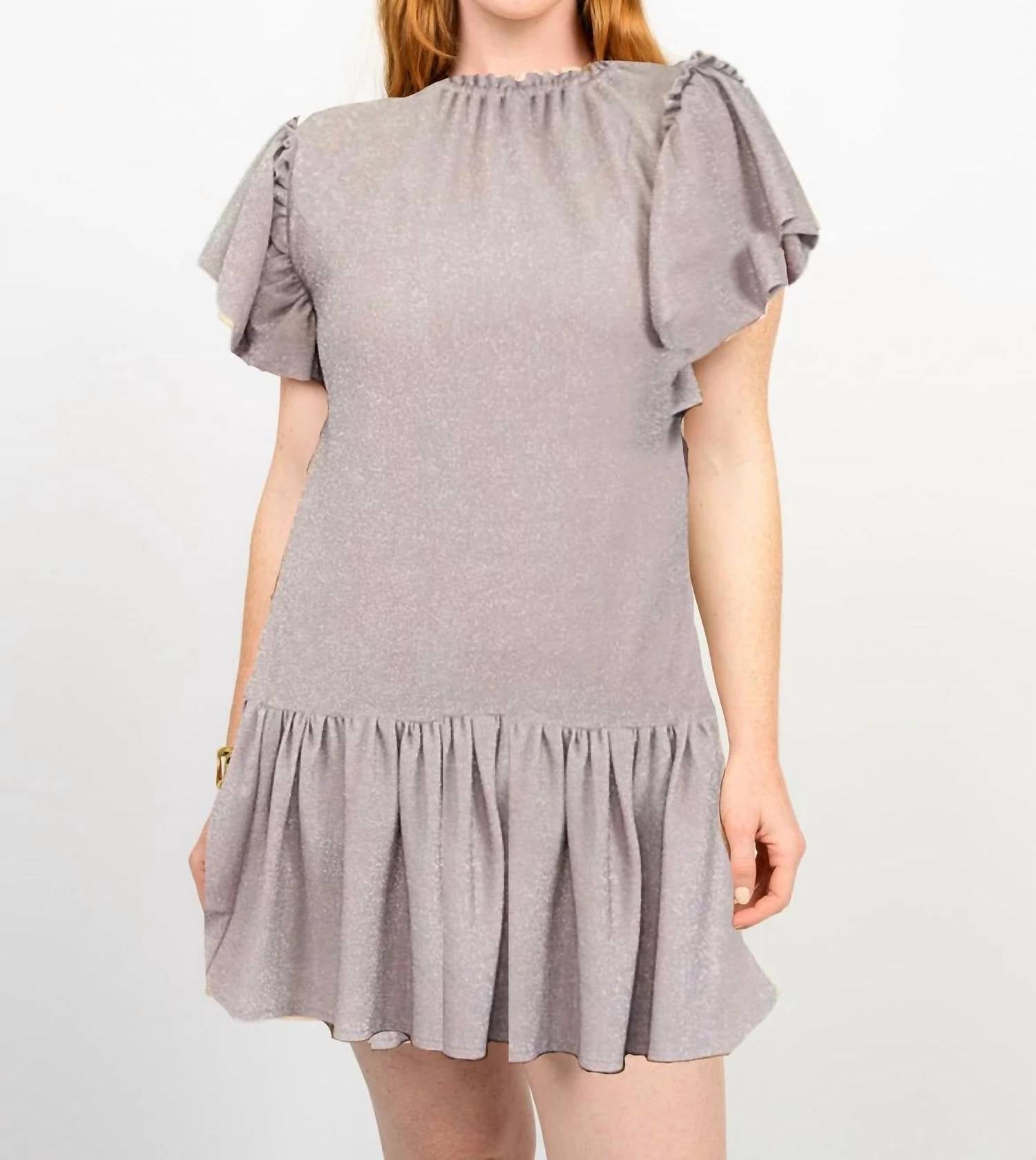 Uncle Frank - Shimmering Flutter-Sleeve Mini Dress