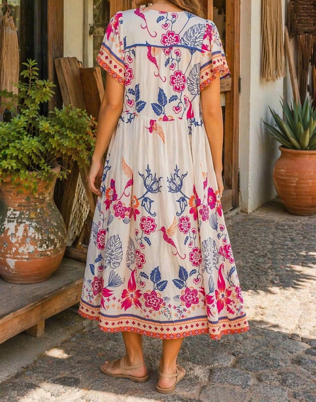 Umgee - Boho Floral Midi Dress