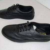 Koio Men's Portofino Leather Low Top Sneakers in black - men's sneaker - detail view