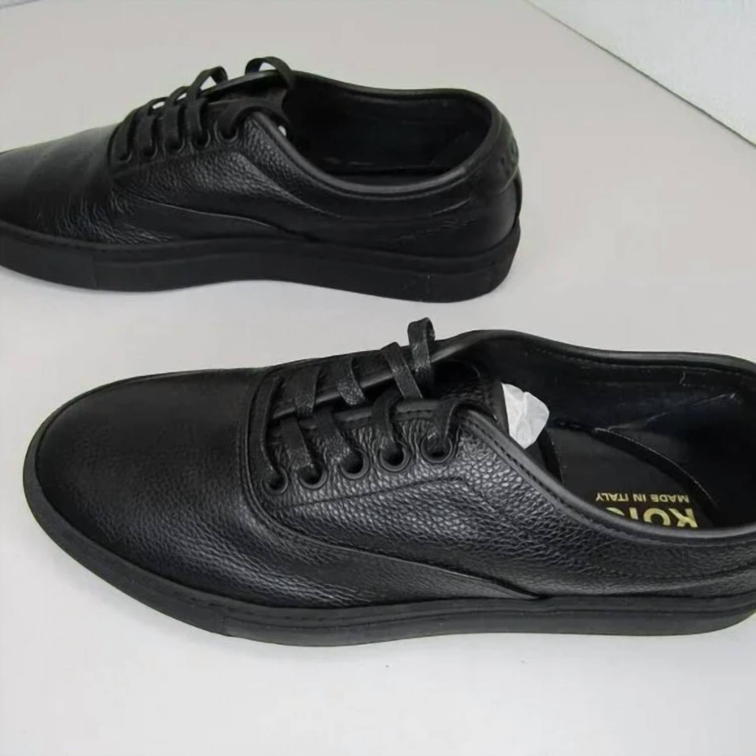 Koio Men's Portofino Leather Low Top Sneakers in black - men's sneaker - detail view