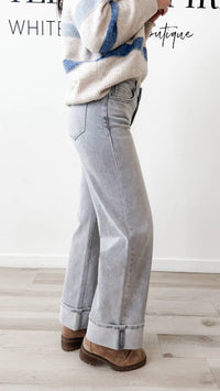 Flying Monkey - Mid Rise Cuffed Wide Leg Jeans