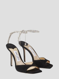Jimmy Choo - Women's Saeda Suede Sandals With Crystal Embellishment