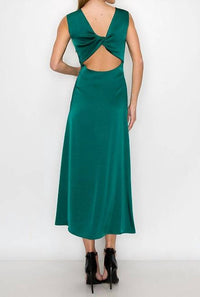 Ina Fashion - Satin V Back Twist Midi Dress