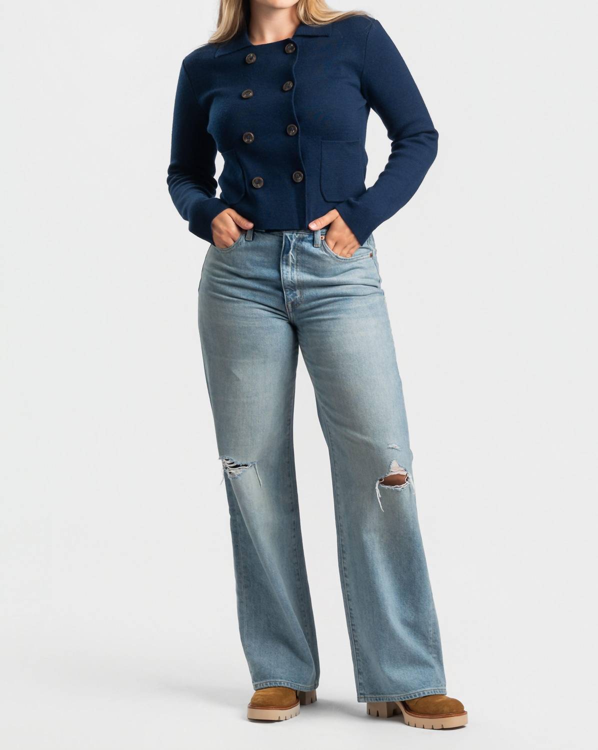 BAUM UND PFERDGARTEN Carolyn Double Breasted Blazer in baritone blue - women's jacket - alternate view