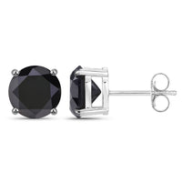 Diana M Jewels Women's Round Natural Black Diamond Stud Earrings (5.41 Ct) - Elegant in 14k white gold - women's jewelry - detail view