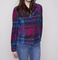 Charlie B - Bouclé Knit Plaid Short Jacket