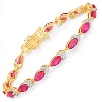 Diana M Jewels Women's Marquise Natural Ruby Bracelet (6.79 Ct) - Elegant in 14k yellow gold - women's item