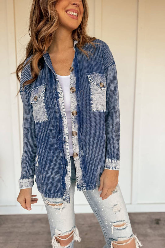 Zenana - Vintage Waffle Lightweight Shacket