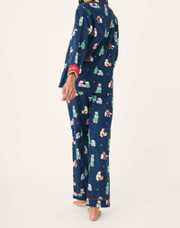 PJ Salvage Bearly Awake 3-piece Flannel Pajama Set in navy - women's intimate - detail view