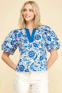 Pinch - Floral Print Contrast Detail Blouse