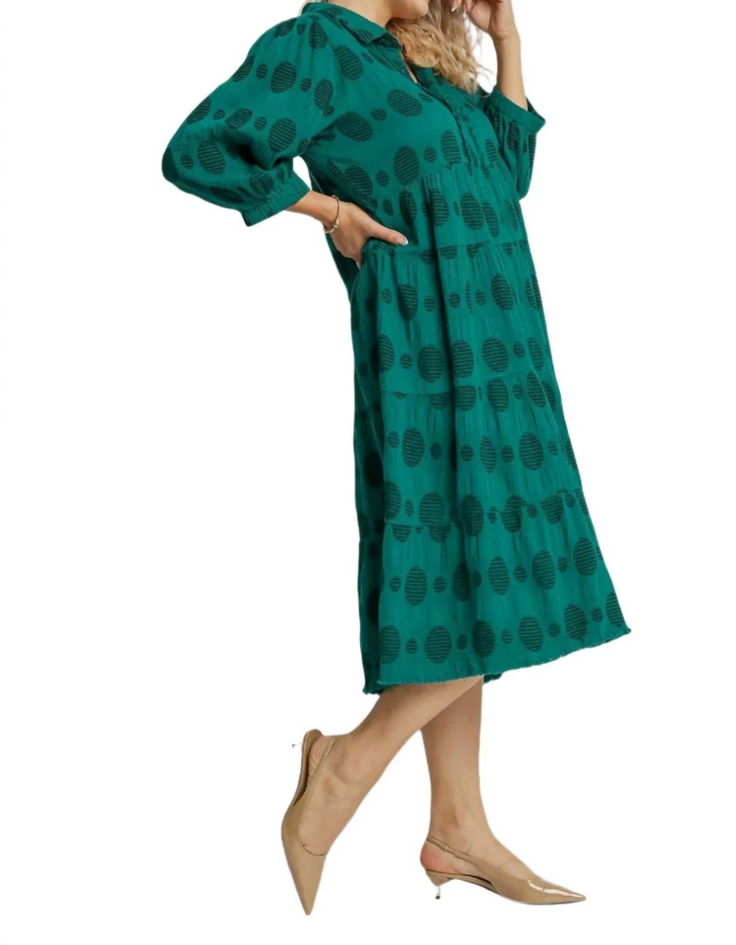 Umgee - Swiss Dot Jacquard Midi Dress