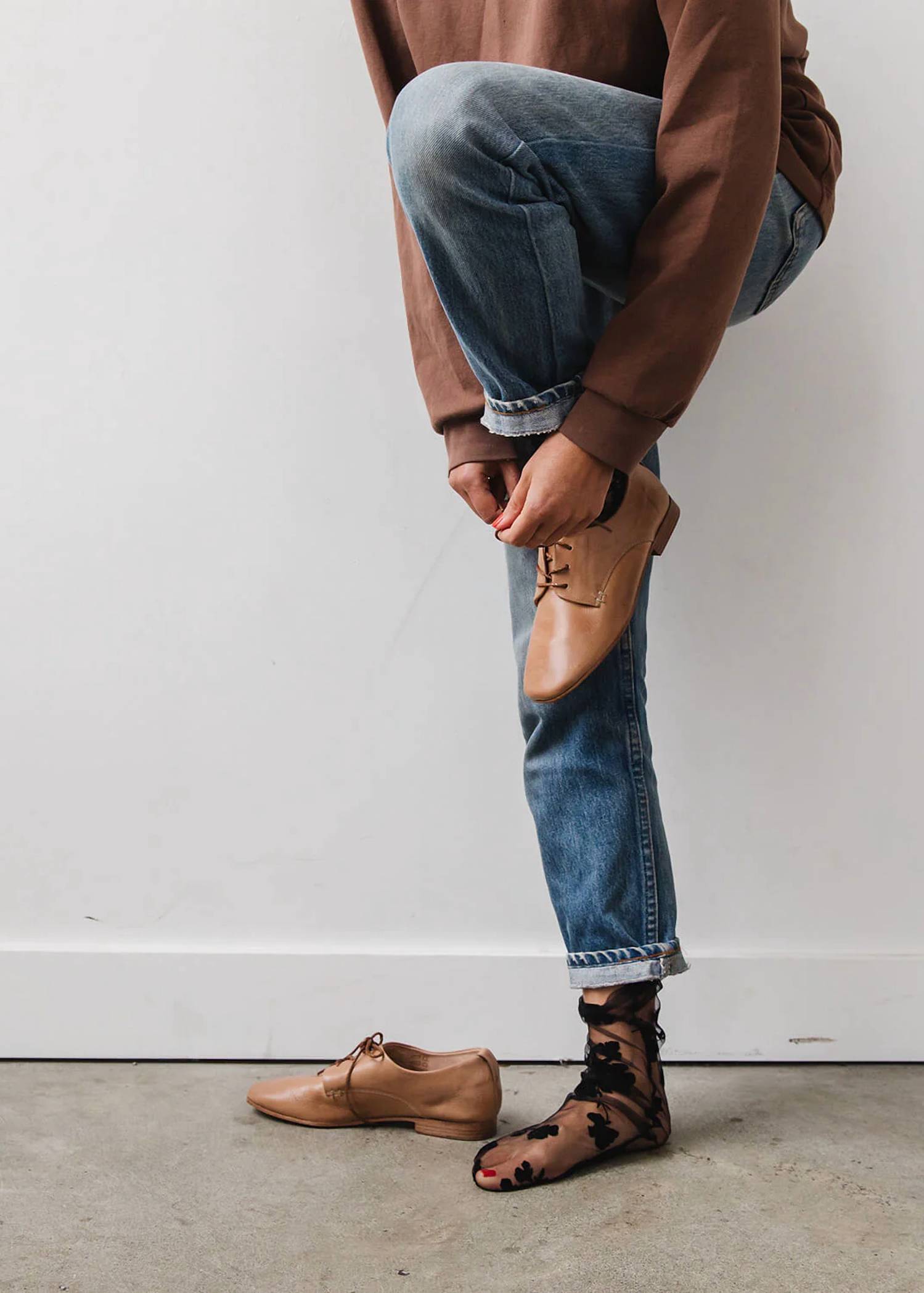 Either/Or - Women's Square Toe Vegetable-tanned Oxford Shoes