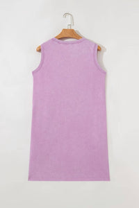 La Society - Sleeveless Mineral Wash Pocketed Mini Tank Dress