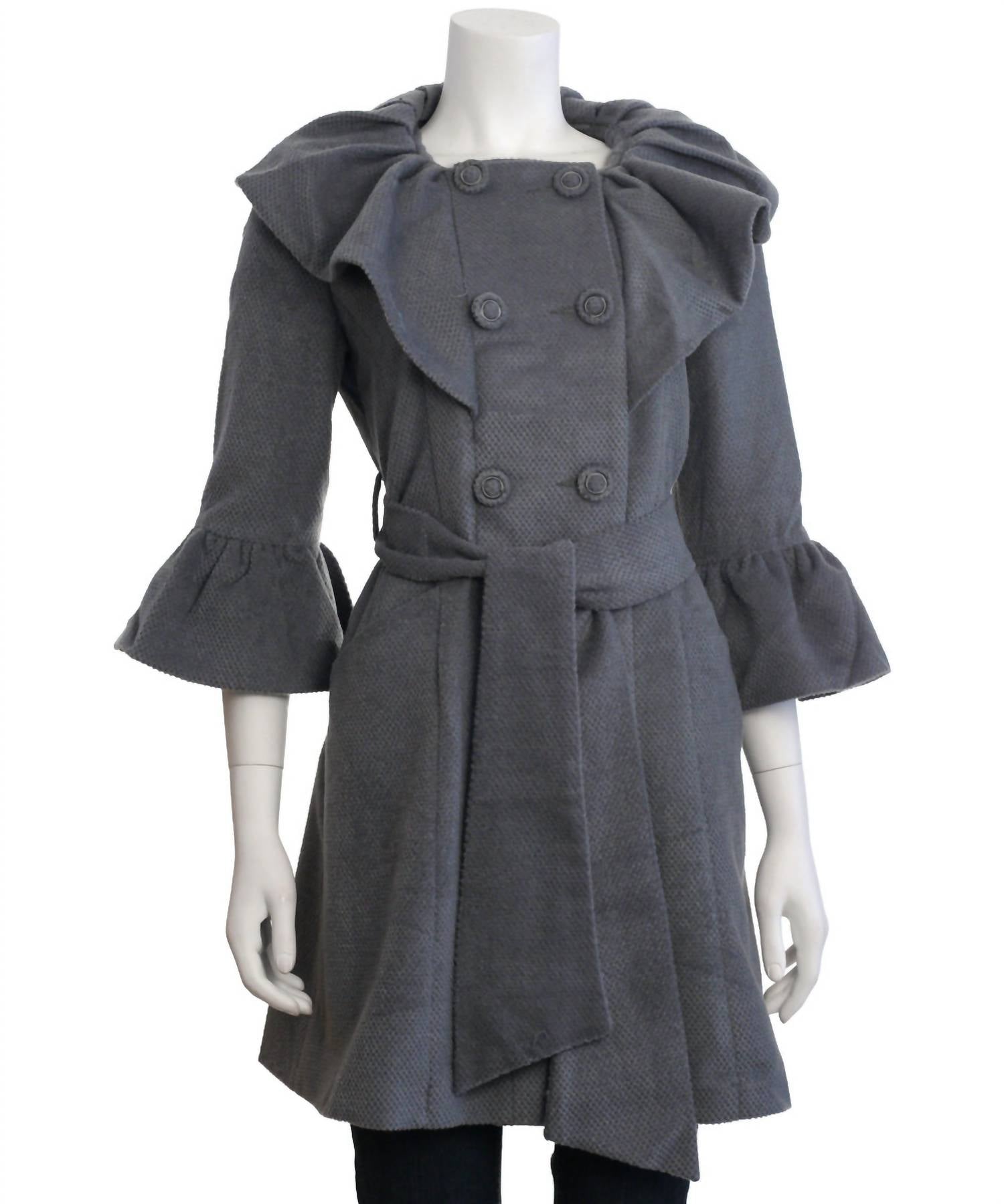 Ryu - Women's Pintuck Detailed Double Button With Waist Tie Coat