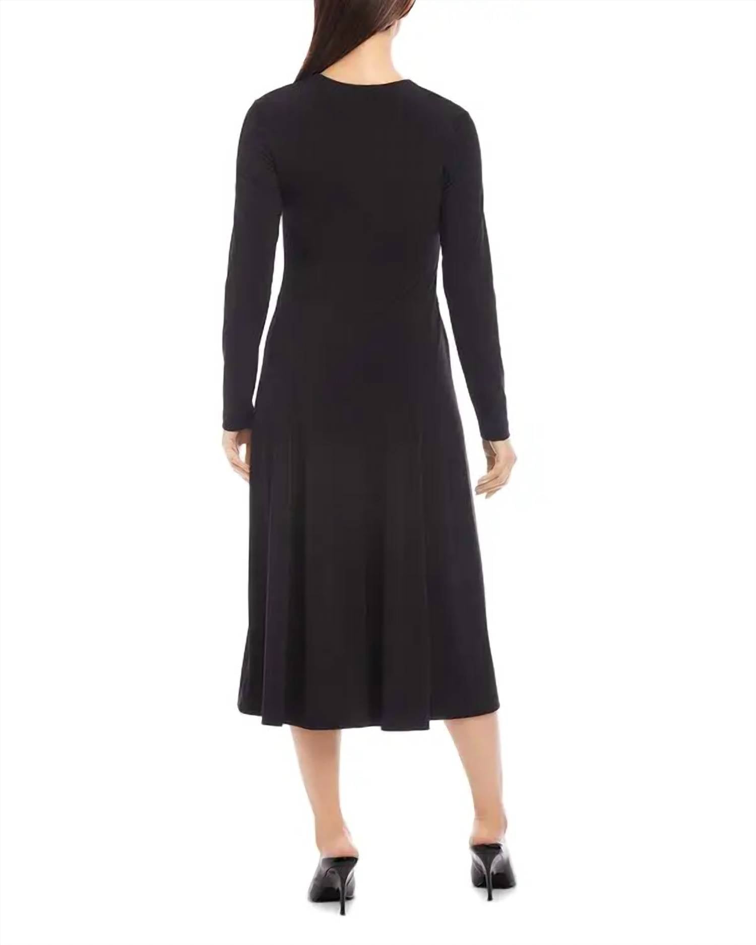 Karen Kane Kate V-neck Midi Dress in black - women's dress - alternate view