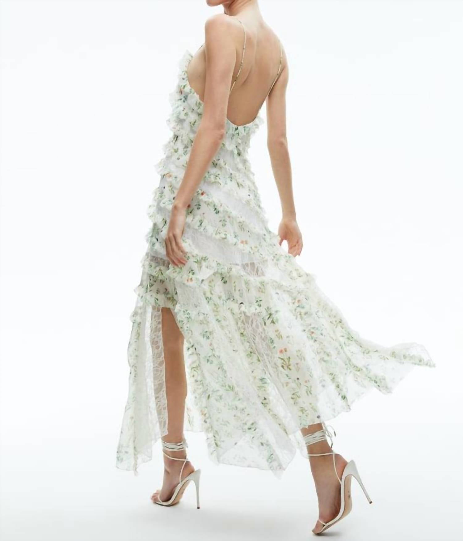 Alice + Olivia - Sondra Lace Ruffled Maxi Dress