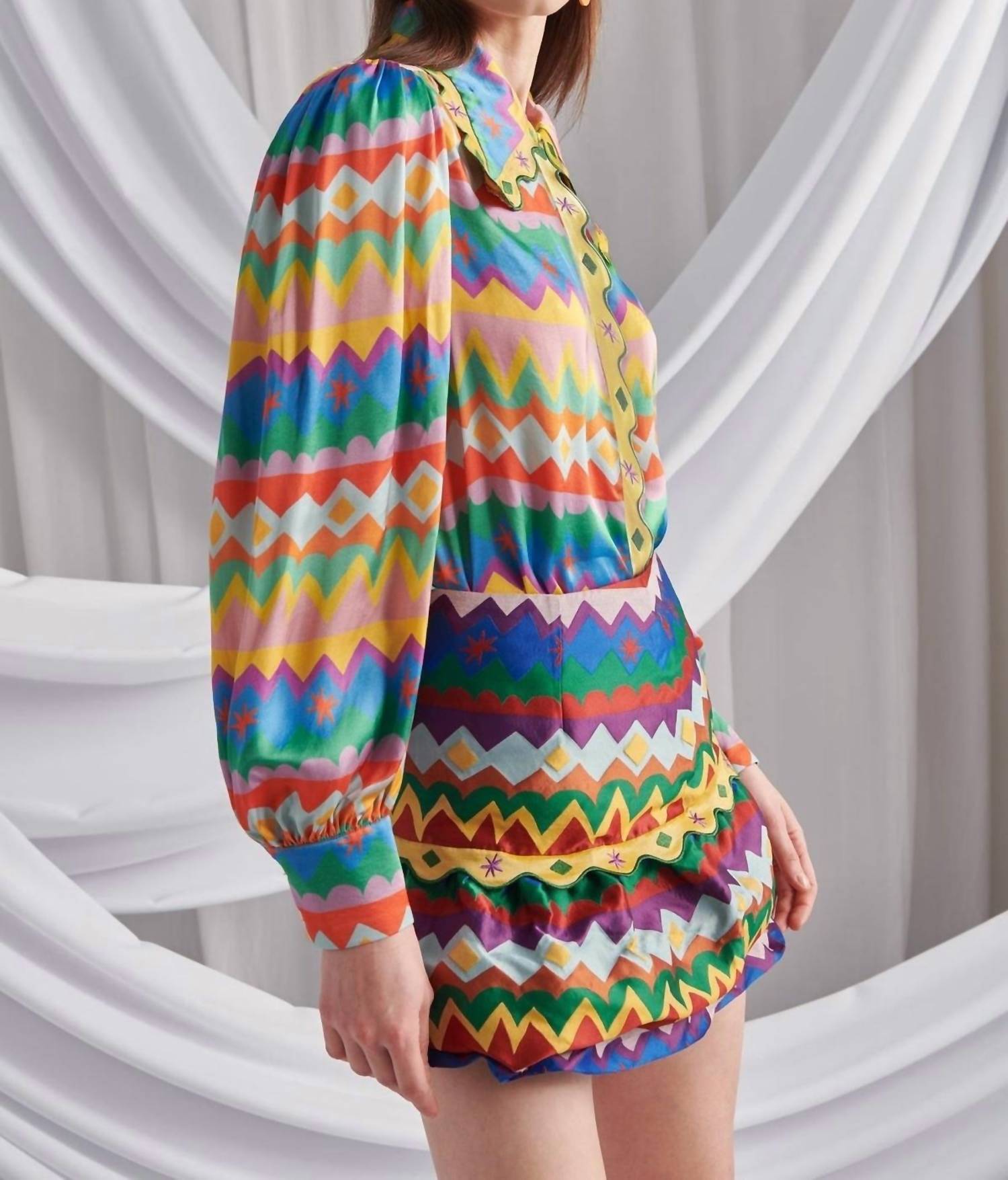 Celia B - Cariño Zigzag Print Mini Skirt
