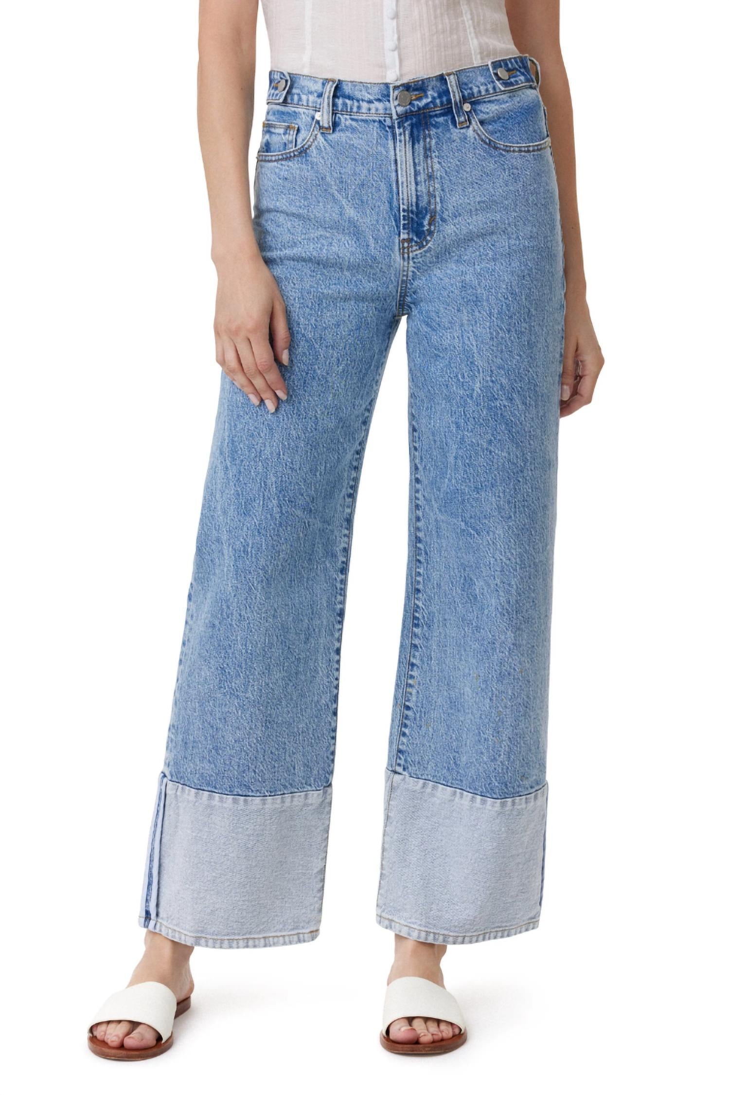Habitual - Contrast Hem Wide Leg Ankle Jeans