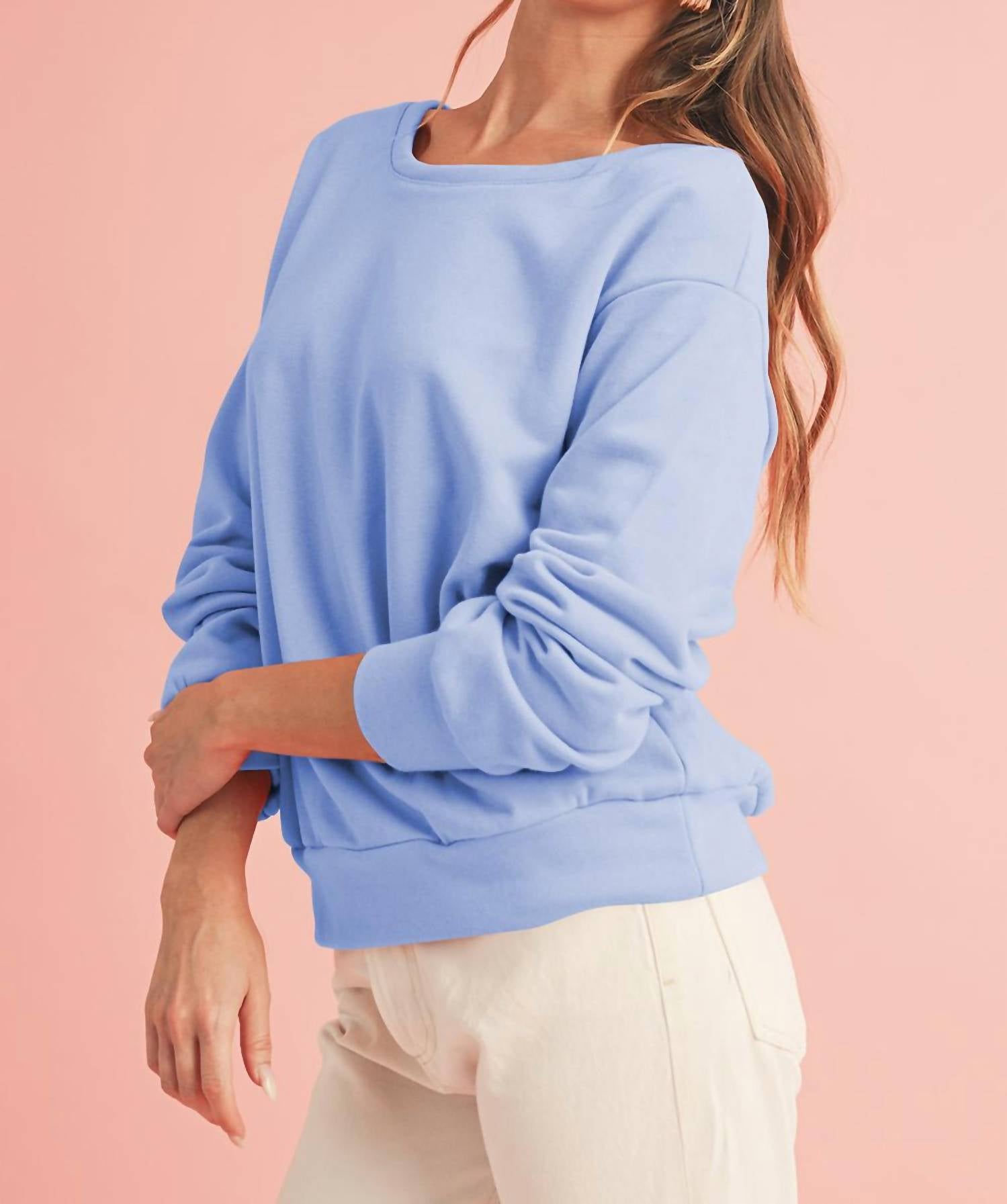 Shewin - Bowknot Round Neck Sweatshirt
