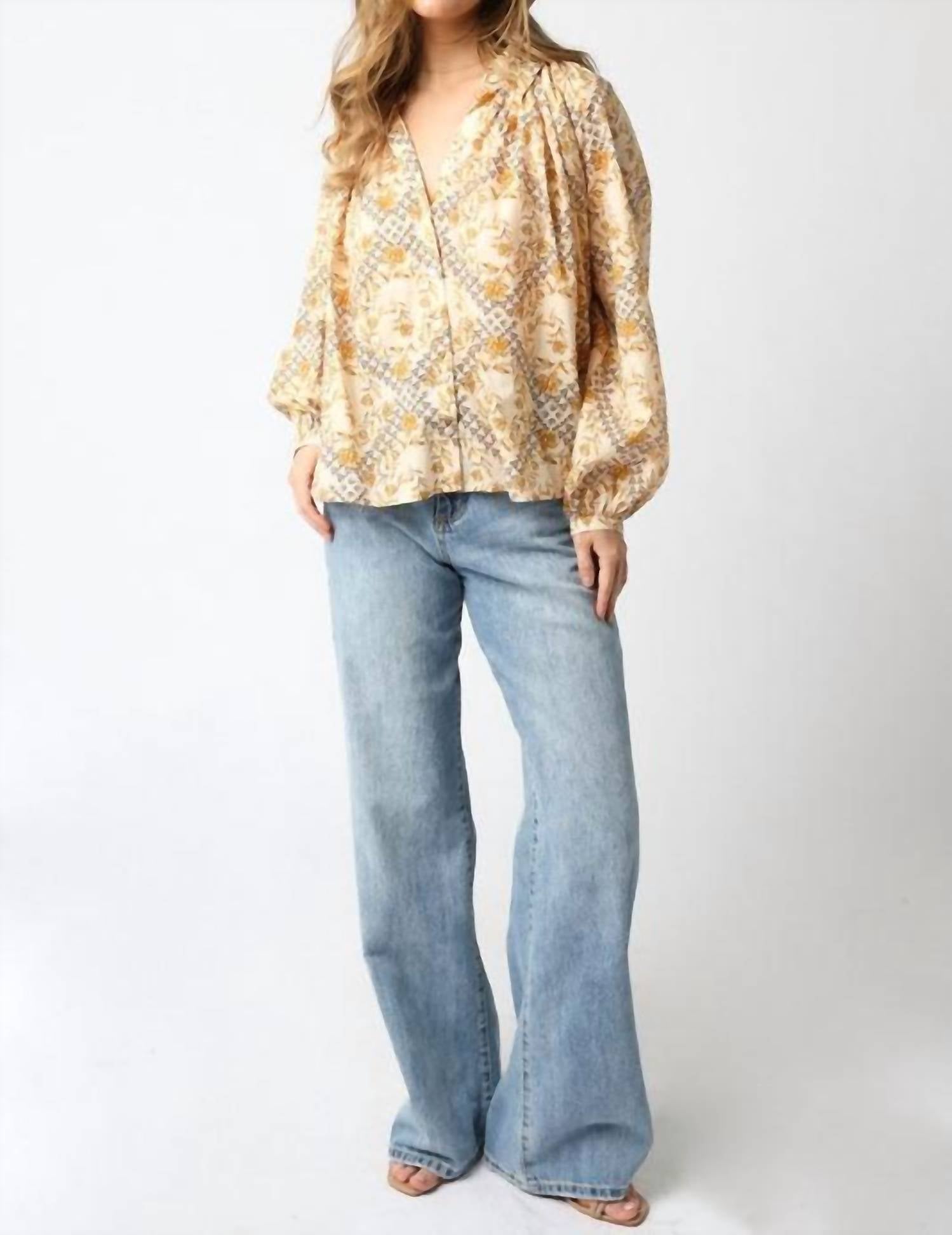 Olivaceous - Runa Mix Long Sleeve Blouse