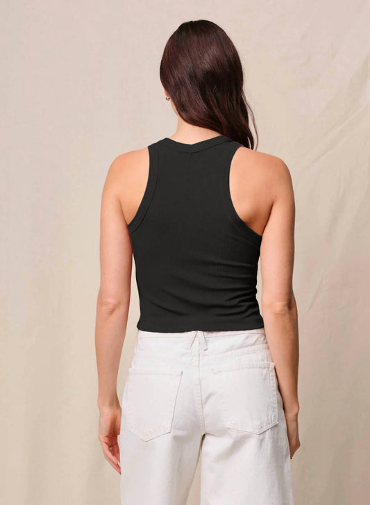 Stateside - Fine 2x1 Rib Cropped High Neck Tank Top