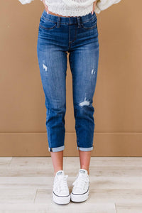 Judy Blue - Mid Rise Light Destroyed Boyfriend Jeggings