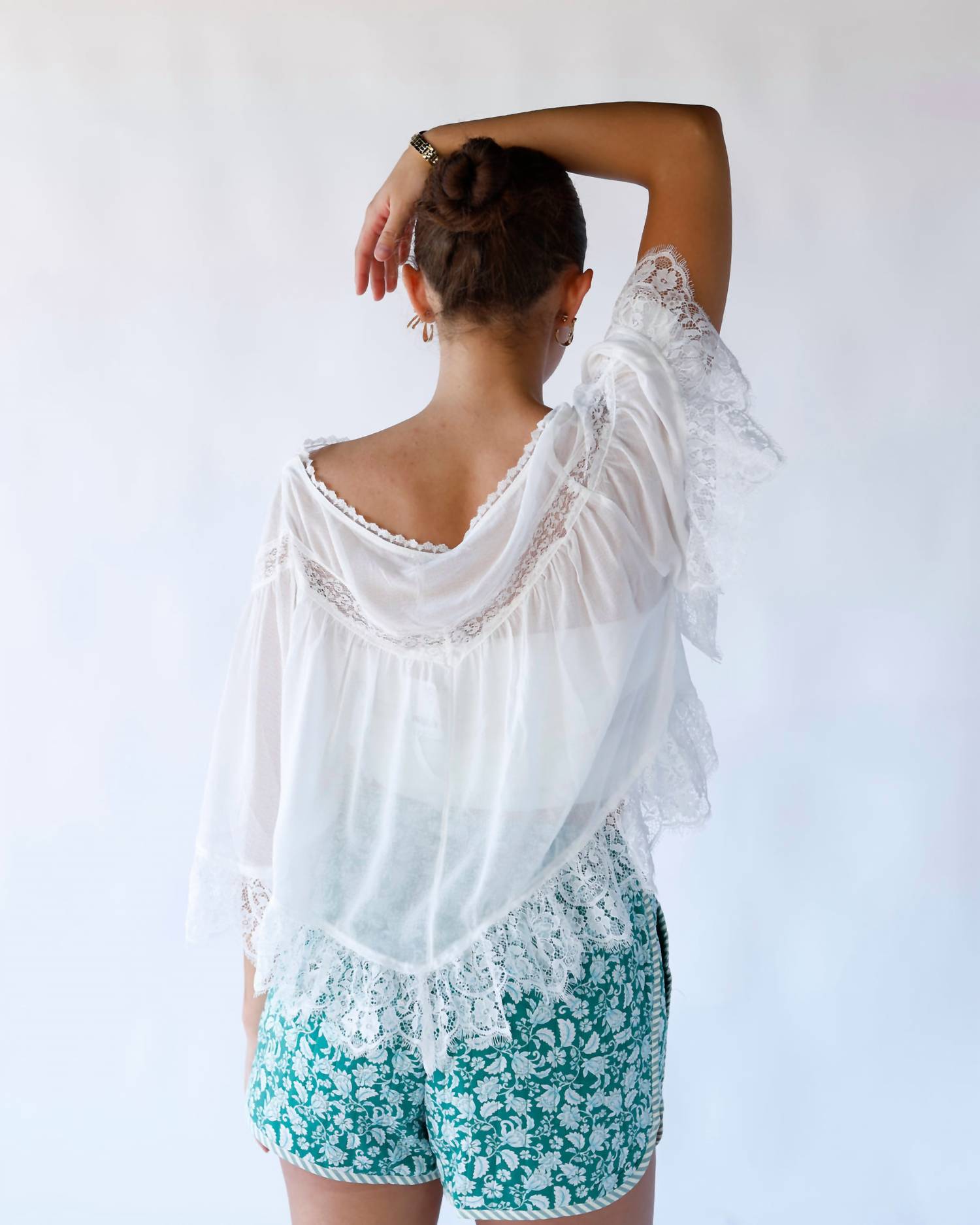 Free People - Bali Midnight Rain Lace Trim Top