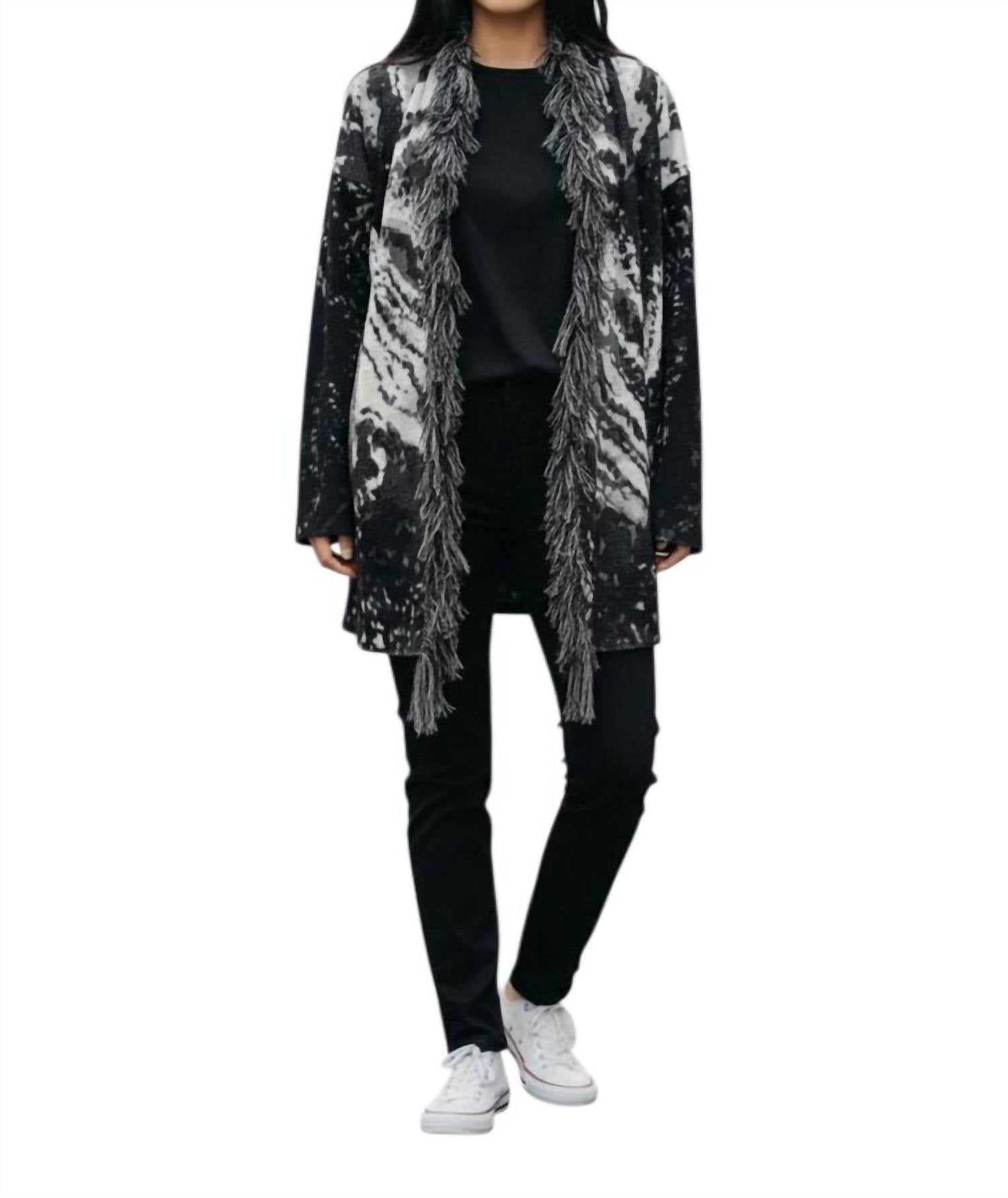 Frank Lyman Tassel Trim Cardigan in black - women's cardigan