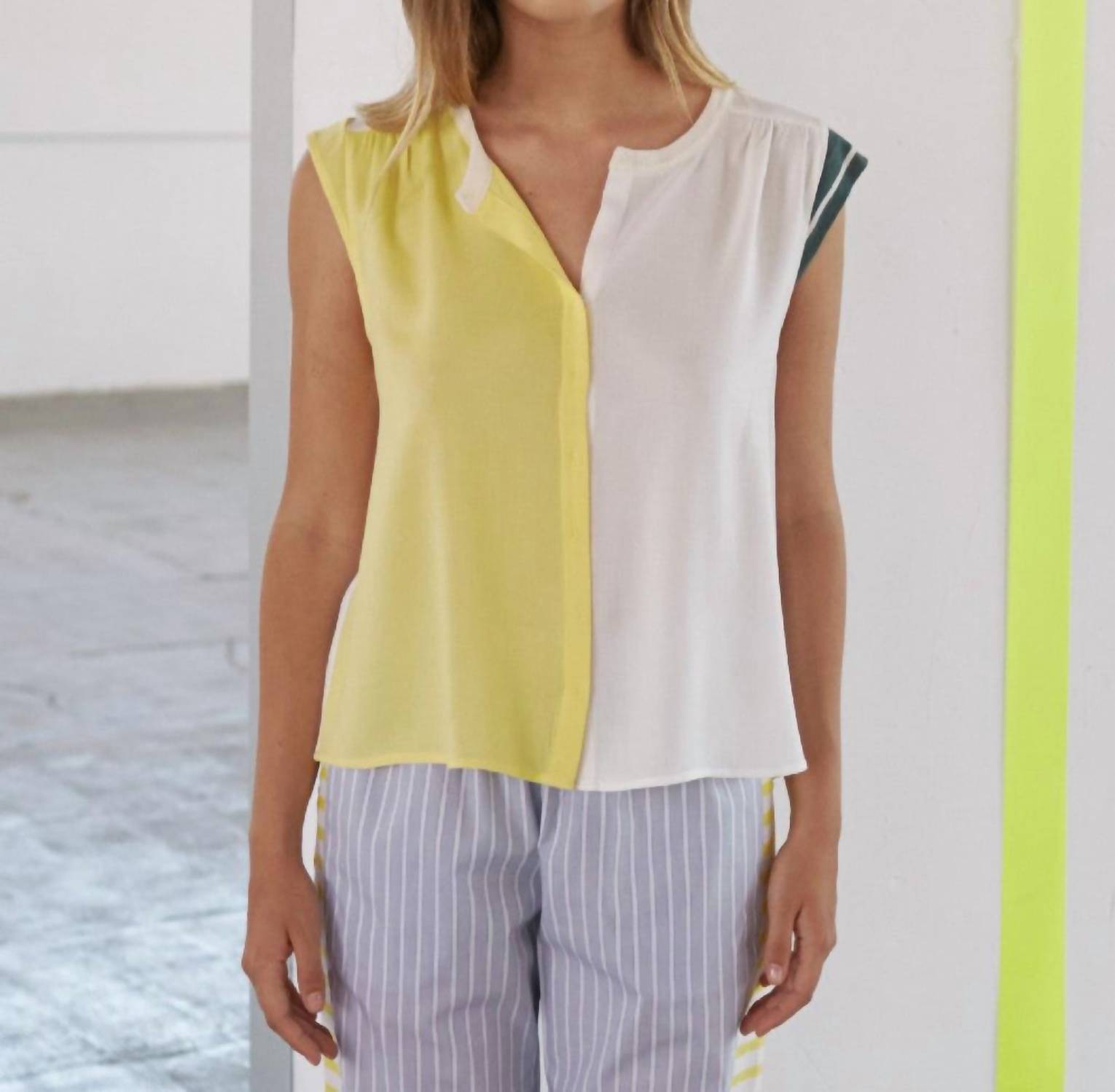 Sita Murt - Color Block Mixed Media Top