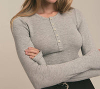 Favorite Daughter - Henley Ribbed Long Sleeve Shirt