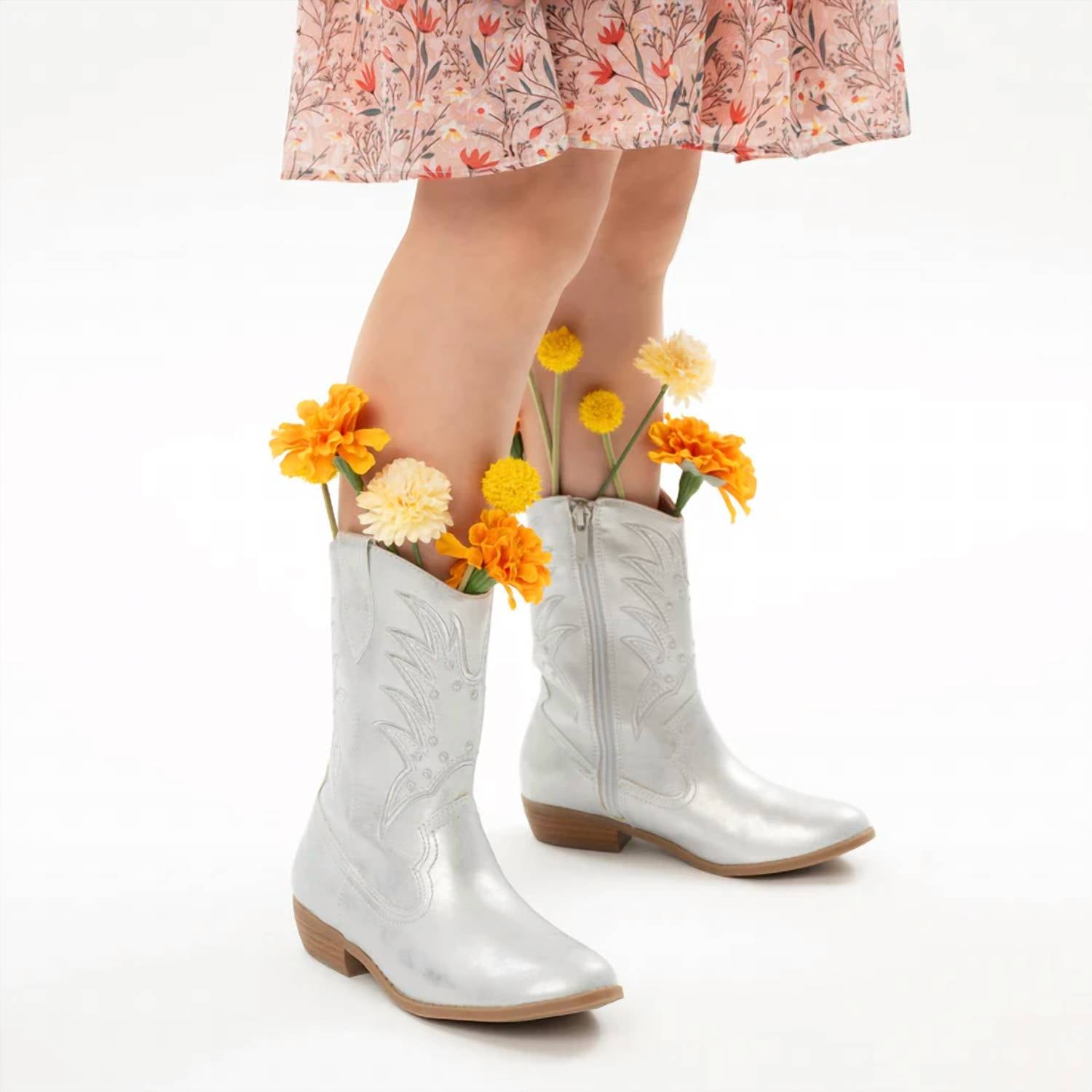 Nina - Girl's Fillan Metallic Inside Zip Cowboy Boots