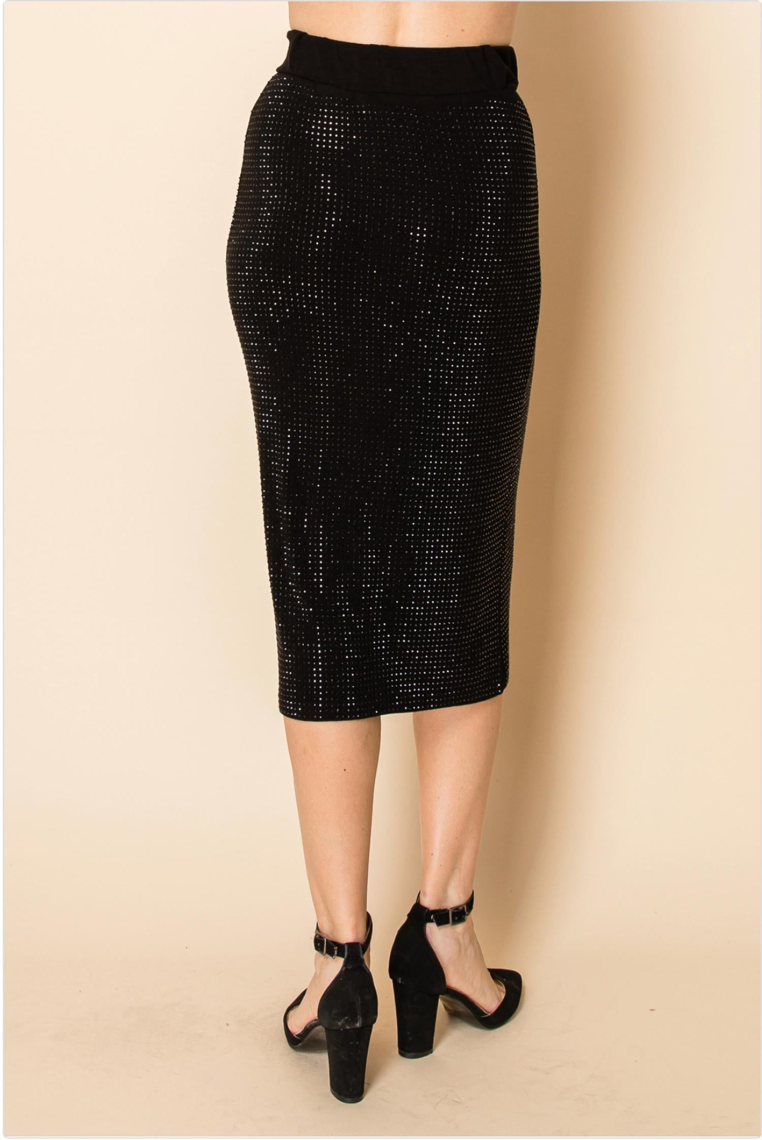Vocal Apparel - Women's Starlight Sparkle Rhinestone Midi Skirt