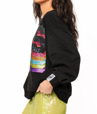 QUEEN OF SPARKLES Rainbow Logo Sweatshirt in black - women's top - alternate view