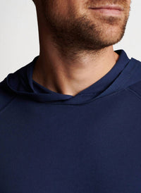 PETER MILLAR Lava Wash Popover Hoodie T-shirt in blue - men's long sleeve top - alternate view
