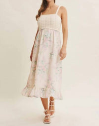 In February - Dreamiest Crochet Twofer Midi Dress With Eyeelt