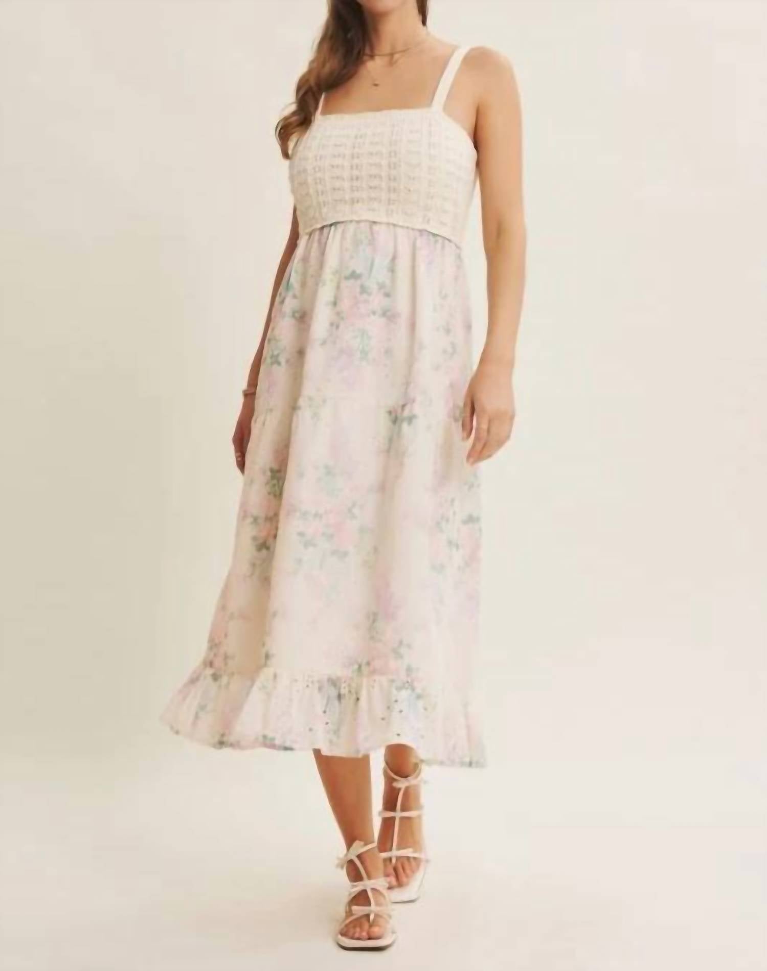 In February - Dreamiest Crochet Twofer Midi Dress With Eyeelt