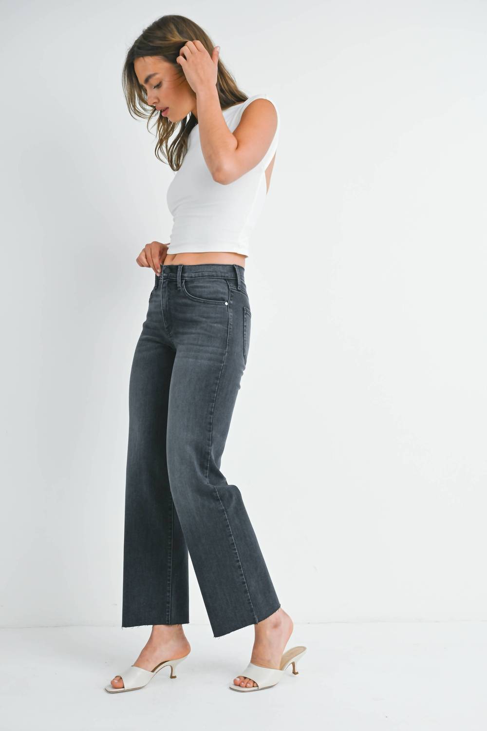 Just Black Denim - Slim Palazzo With Scissor Cut Jean