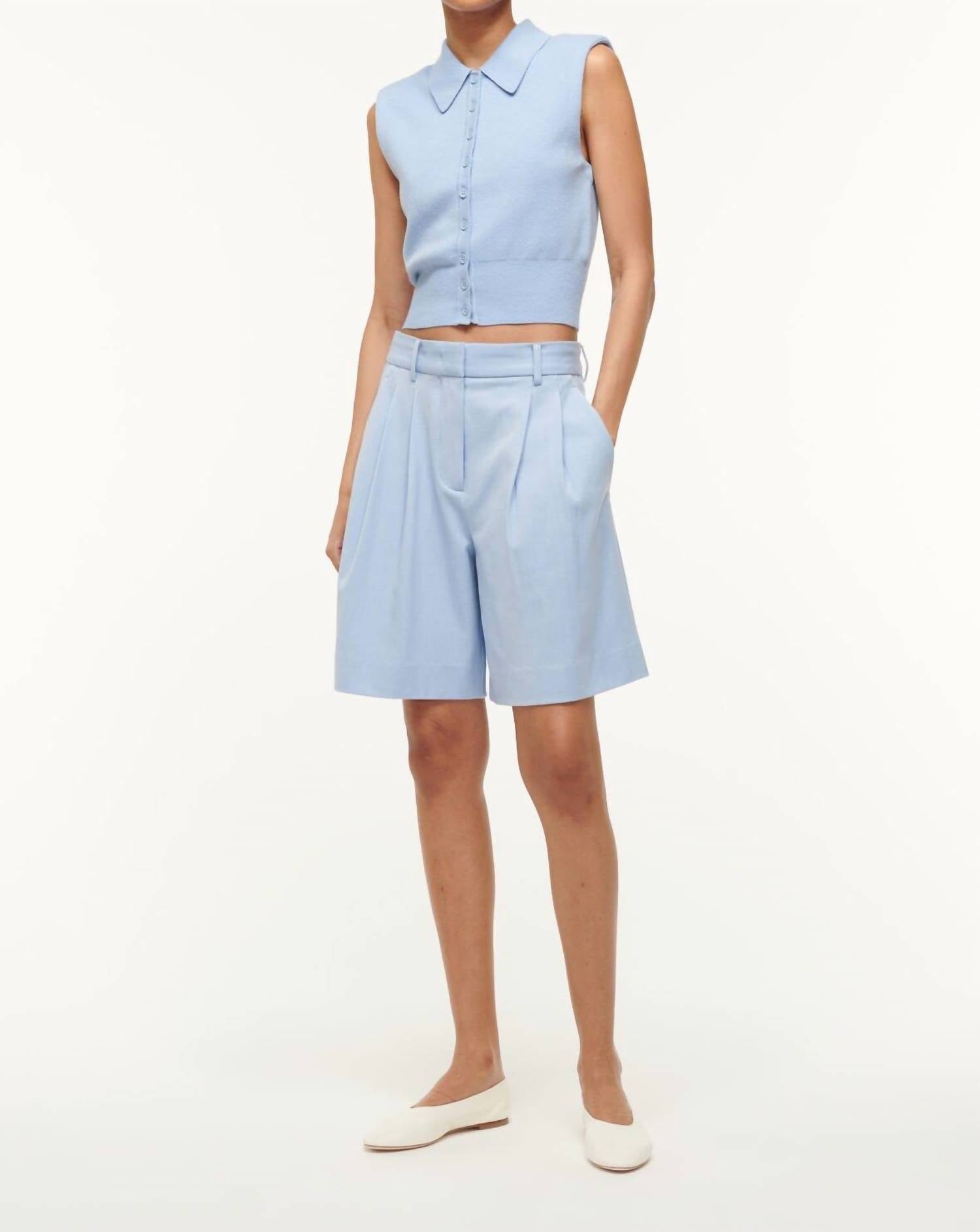 STAUD Long Luisa Short in periwinkle - women's shorts