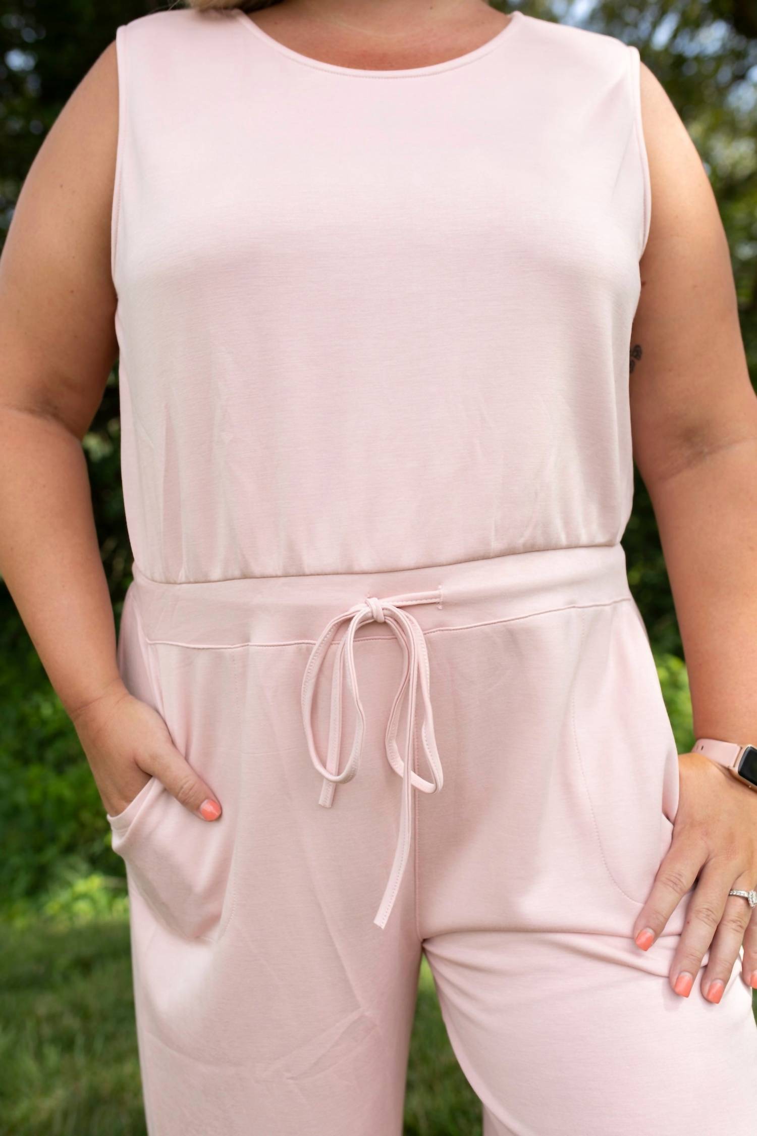 DAVI & DANI Petal Sleeveless Jumpsuit in pink - women's pants - view 4
