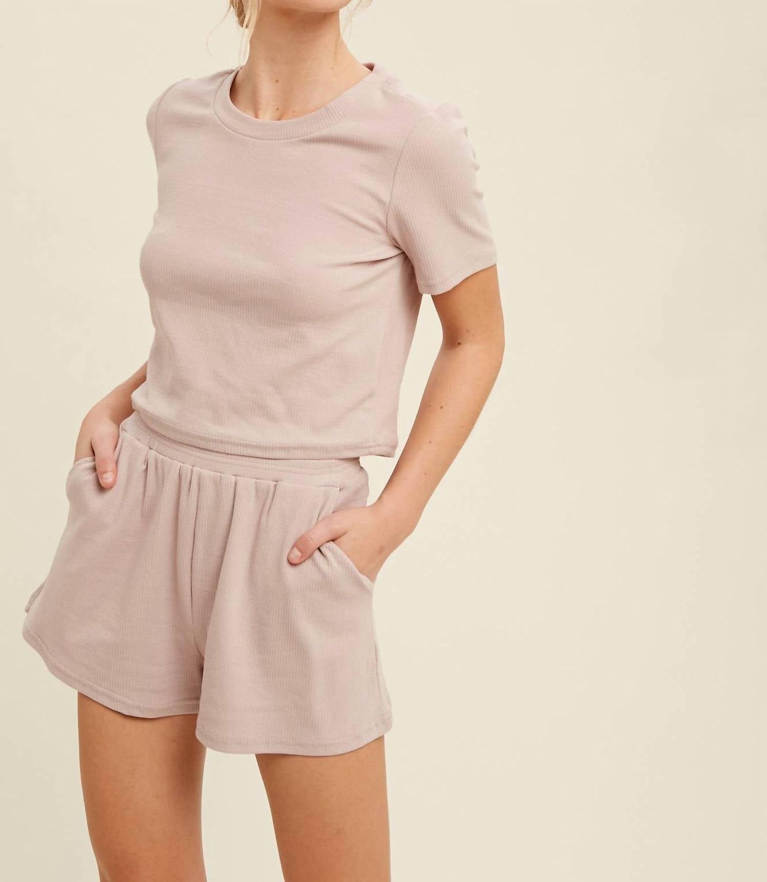 Listicle - Ribbed T-Shirt and Shorts Lounge Set